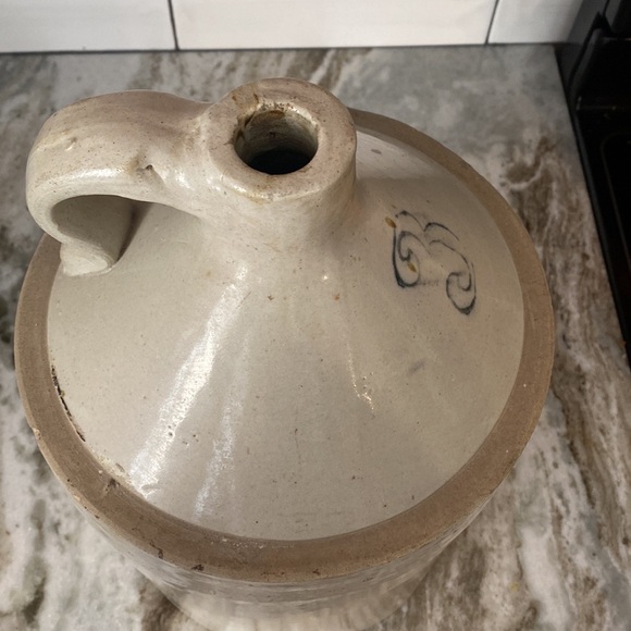 ANTIQUE 3 GALLON STONEWARE SALT GLAZED LIQUOR JUG signed modern farmhouse rustic - Picture 7 of 10